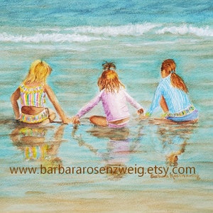 Beach Girls 3 Watercolor Painting