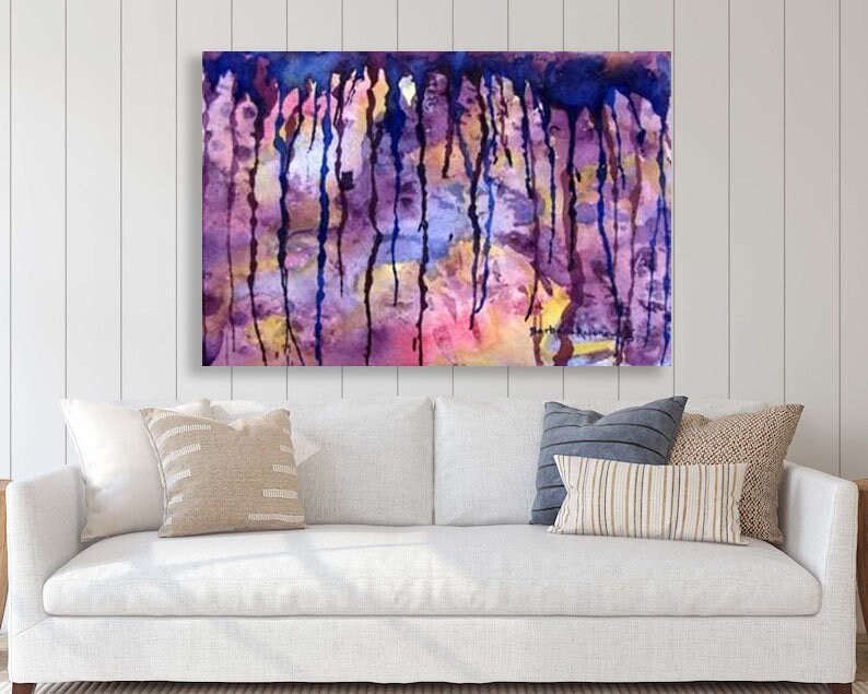 Abstract Purple Rain Watercolor Painting image 2