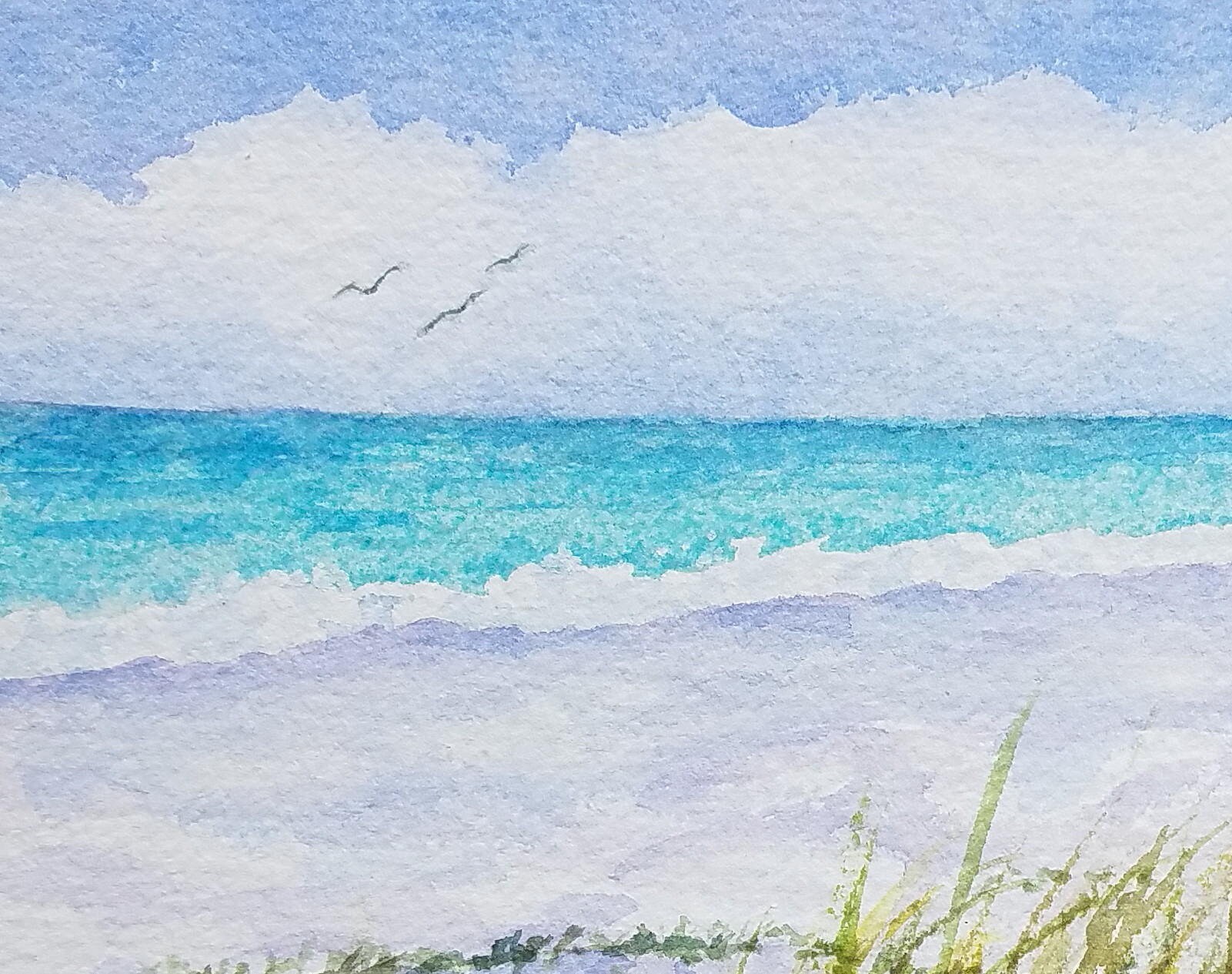 Beach Sand Dunes Print of Watercolor Painting Beach Home Etsy