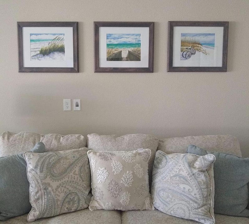 Peaceful Beach Sand Dunes and Sea Oats Watercolor Painting, Coastal Home Décor Wall Art image 6