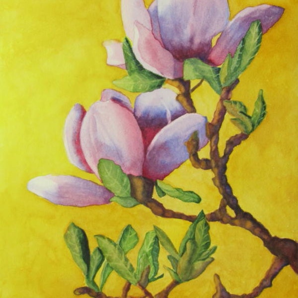 Magnolia Print, Flower Painting, Flower Wall Art, Magnolia Watercolor, Pink Flower Print, Flower Home Decor, Magnolia Painting, Canvas Print