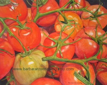 Tomato Kitchen Décor Watercolor Painting, Restaurant Décor Art Print