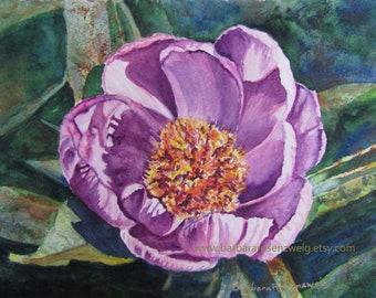 Original Mauve Peony Flower Watercolor Painting