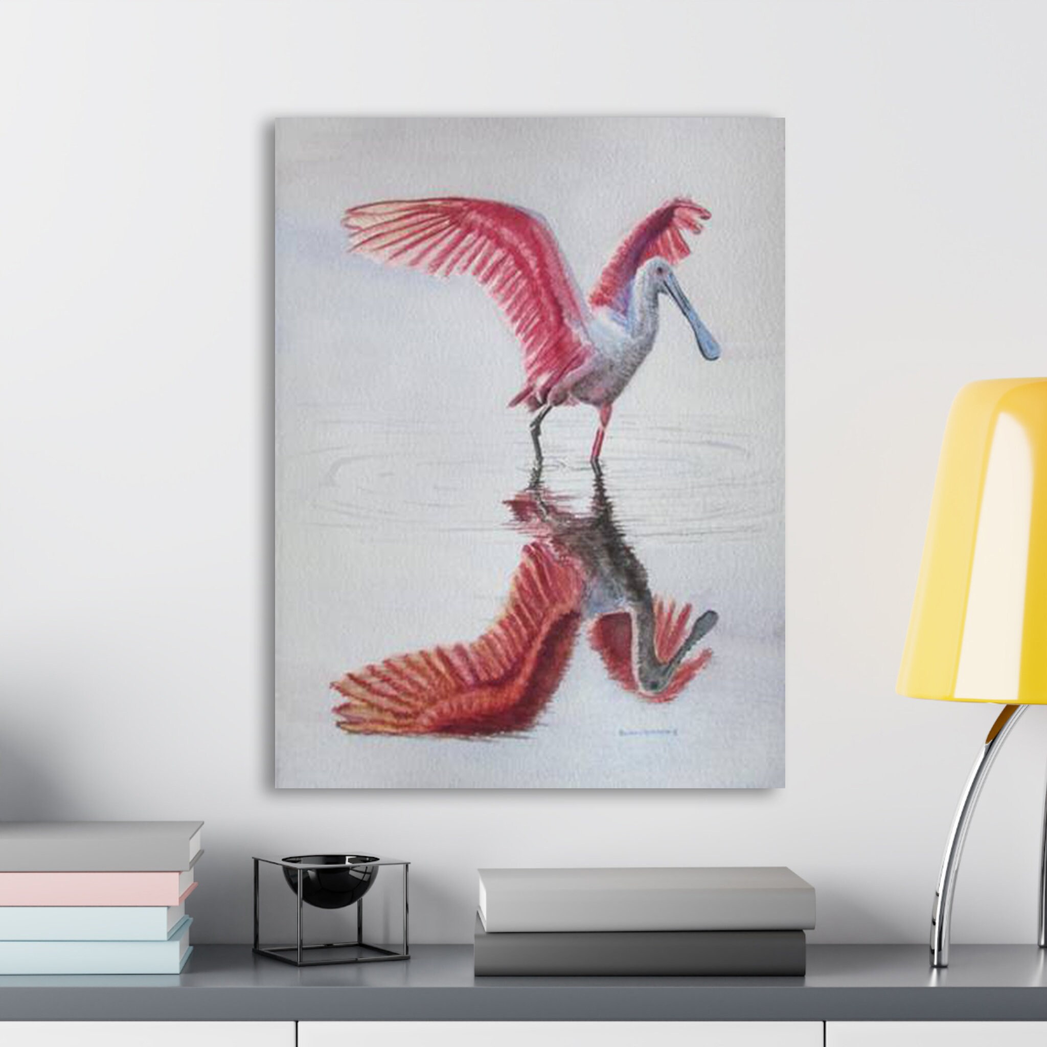 Roseate Spoonbill Bird Watercolor Painting, Coastal Decor, Beach Decor ...
