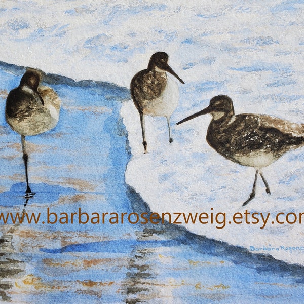 Sandpipers Watercolor Painting, Sandpipers Art, Anna Maria Island, Willets Painting, Coastal Wall Art, Beach Décor, Canvas Print, Bird Print