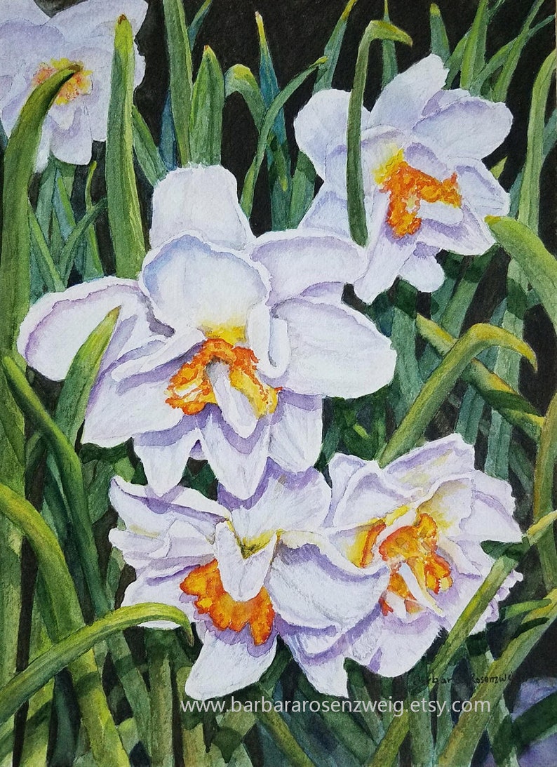 Daffodil Wall Art Flower Painting Flower Print Daffodil Etsy