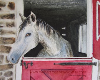 Horse Watercolor Painting Wall Art, Horse Lover Gift