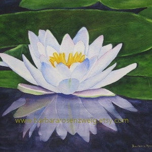 Painting Water Lily Flower Watercolor, Lily Lovers Art for Collectors, Interior Designers Lily Art Luxury Home Decor, Vibrant Modern Flower