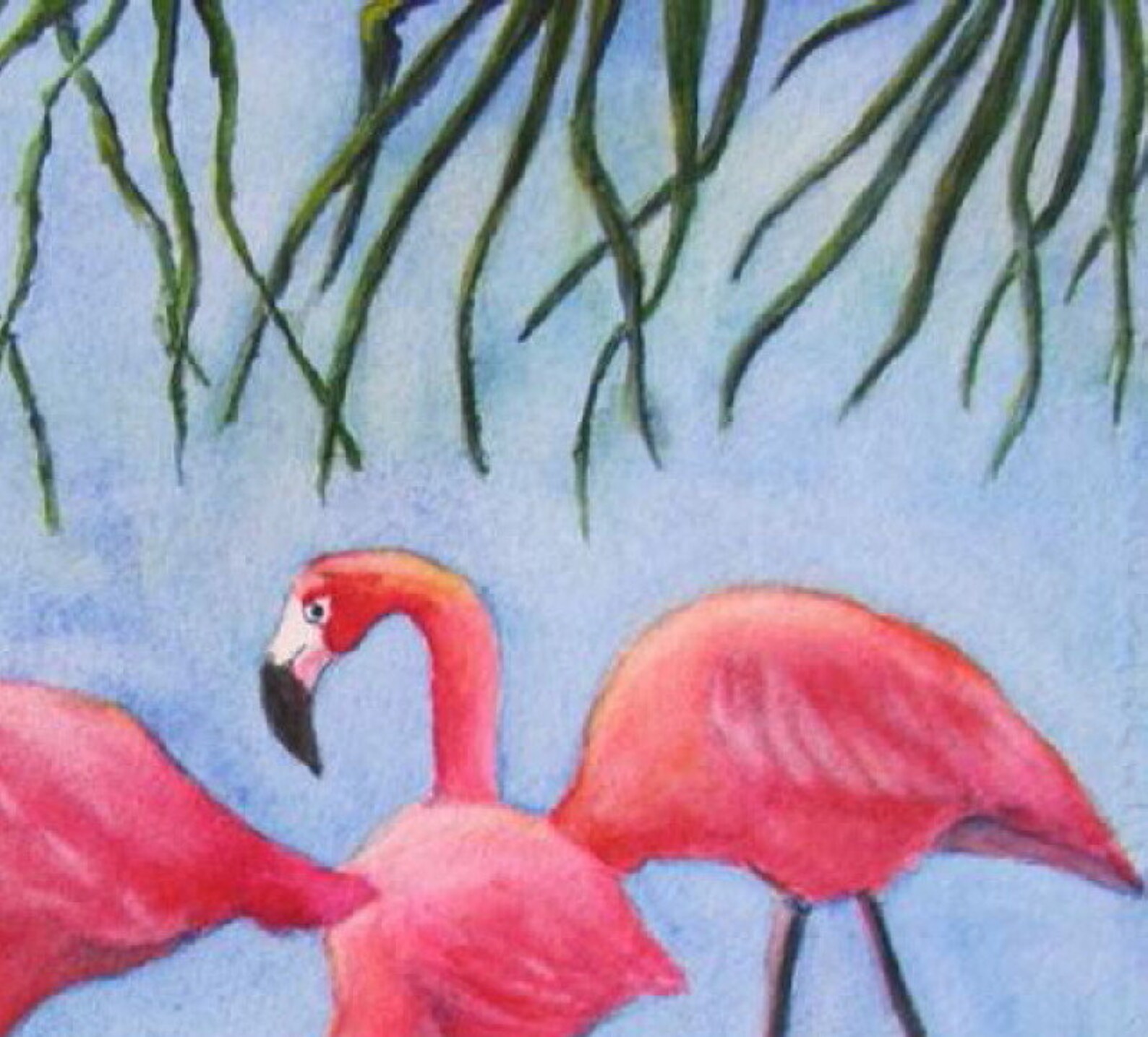 Flamingo Watercolor Painting Beach Wall Art Coastal Décor - Etsy