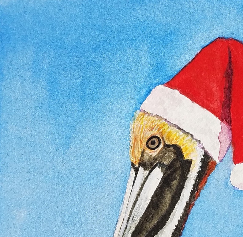Christmas Santa Pelican Christmas Pelican Wall Art Christmas | Etsy