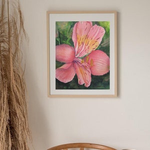 Alstroemeria Pink Lily Flower Original Watercolor Painting image 2