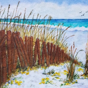 Beach Dunes Path to Paradise Watercolor Painting, Sea Oats Coastal Décor Print, Peaceful Beach House Wall Art