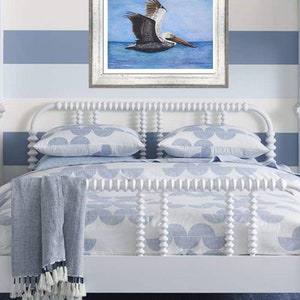 Flying Pelican Watercolor Painting, Coastal Home Décor Wall Art image 3
