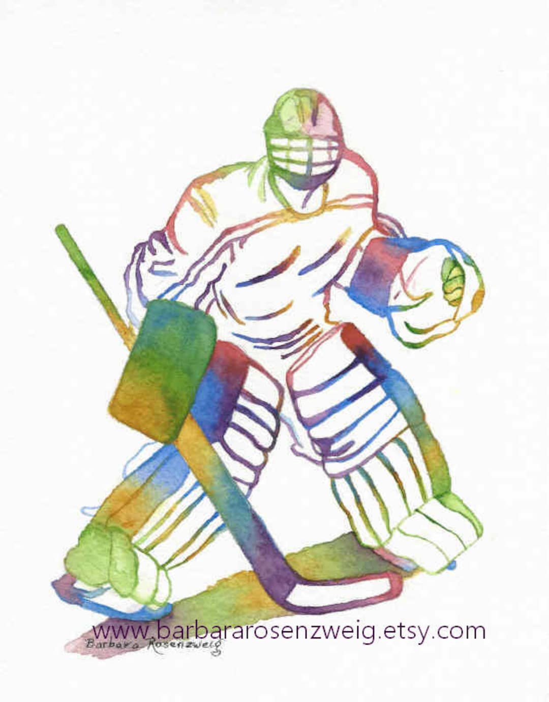 Ice Hockey Goalie Art, Hockey Art Print, Olympic Athlete Sport Print