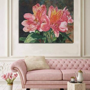 Pink Flower Watercolor Painting, Alstroemeria Art Print image 2