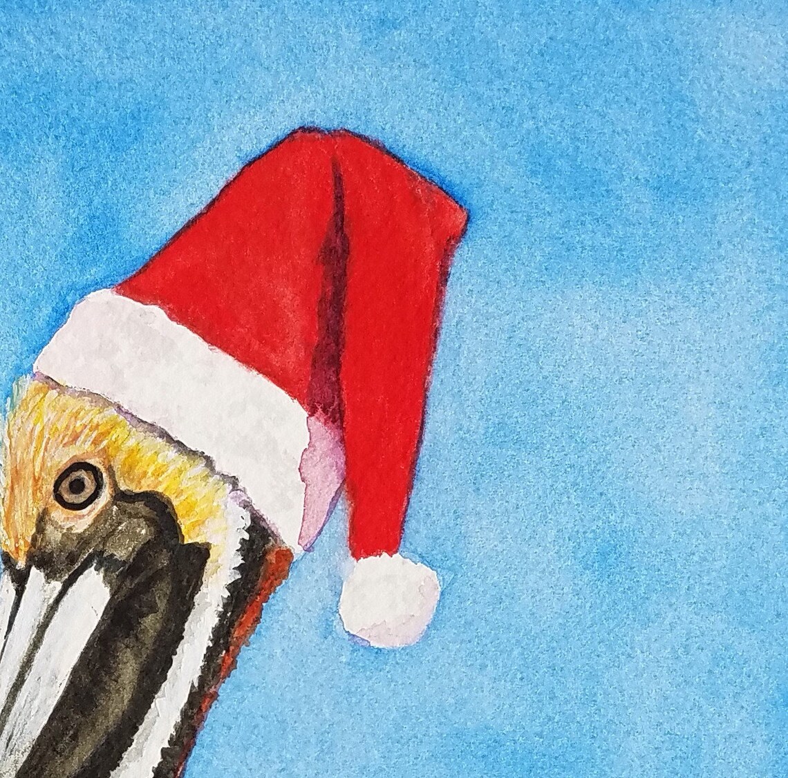 Christmas Santa Pelican Pelican Wall Art Holiday Beach Etsy Australia