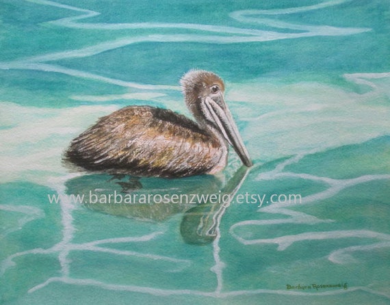 Cute Pelican Baby Watercolor Painting, Nursery Beach Decor, Anna Maria  Island, Beach House Coastal Wall Art, Pelican Canvas Print 