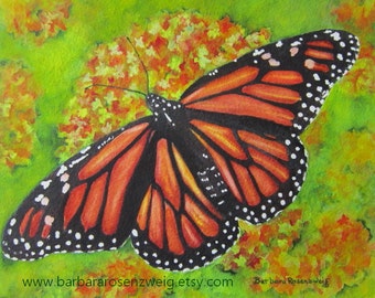 Monarch Butterfly Watercolor Painting, Canvas Wall Art