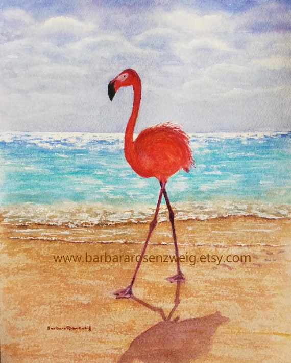 Art & Collectibles Oil Homer decor oil painting Flamingo Art ocean ...