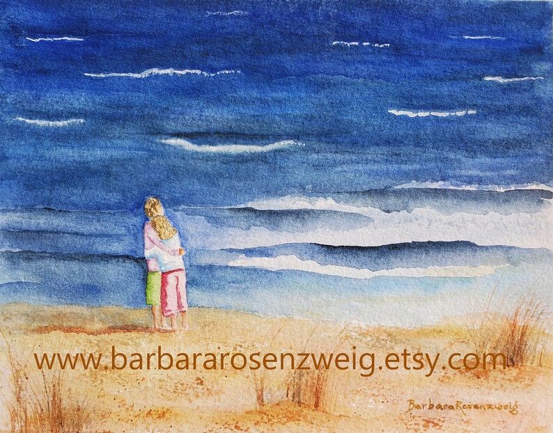 Canvas Print Mother Child Beach Painting Anna Maria Island Beach D\u00e9cor Man Woman Beach Love Painting Coastal Wall Art Coastal D\u00e9cor