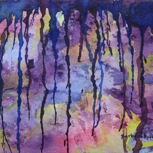 Abstract Purple Rain Watercolor Painting image 1