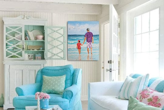 Beach Dad and Daughter Family Watercolor Painting Peaceful - Etsy