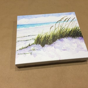 Peaceful Beach Sand Dunes and Sea Oats Watercolor Painting, Coastal Home Décor Wall Art image 8