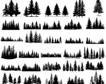 Mountain Forest SVG Bundle, Tree Clipart, Woodland Scene (Digital Download)
