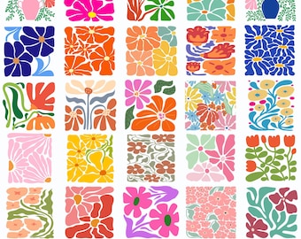 Abstract Flower Svg Png Bundle, Retro Flower Svg, Boho Flowers Svg, Danish Flower Svg, Floral Png, Groovy Flower Svg,Instant Download,Cricut