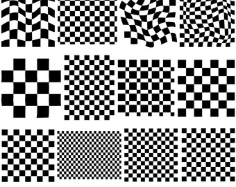 12 Checkered Pattern Svg Bundle, Seamless Checkerboard Png, Wavy Checkers Clipart, Retro Board Cut Files For Cricut, Instant Download