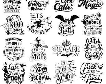 16 Vintage Halloween Sign Svg Bundle, Spooky Witch Ghost Png, Farmhouse Wood Decor Cut Files For Cricut, Instant Download