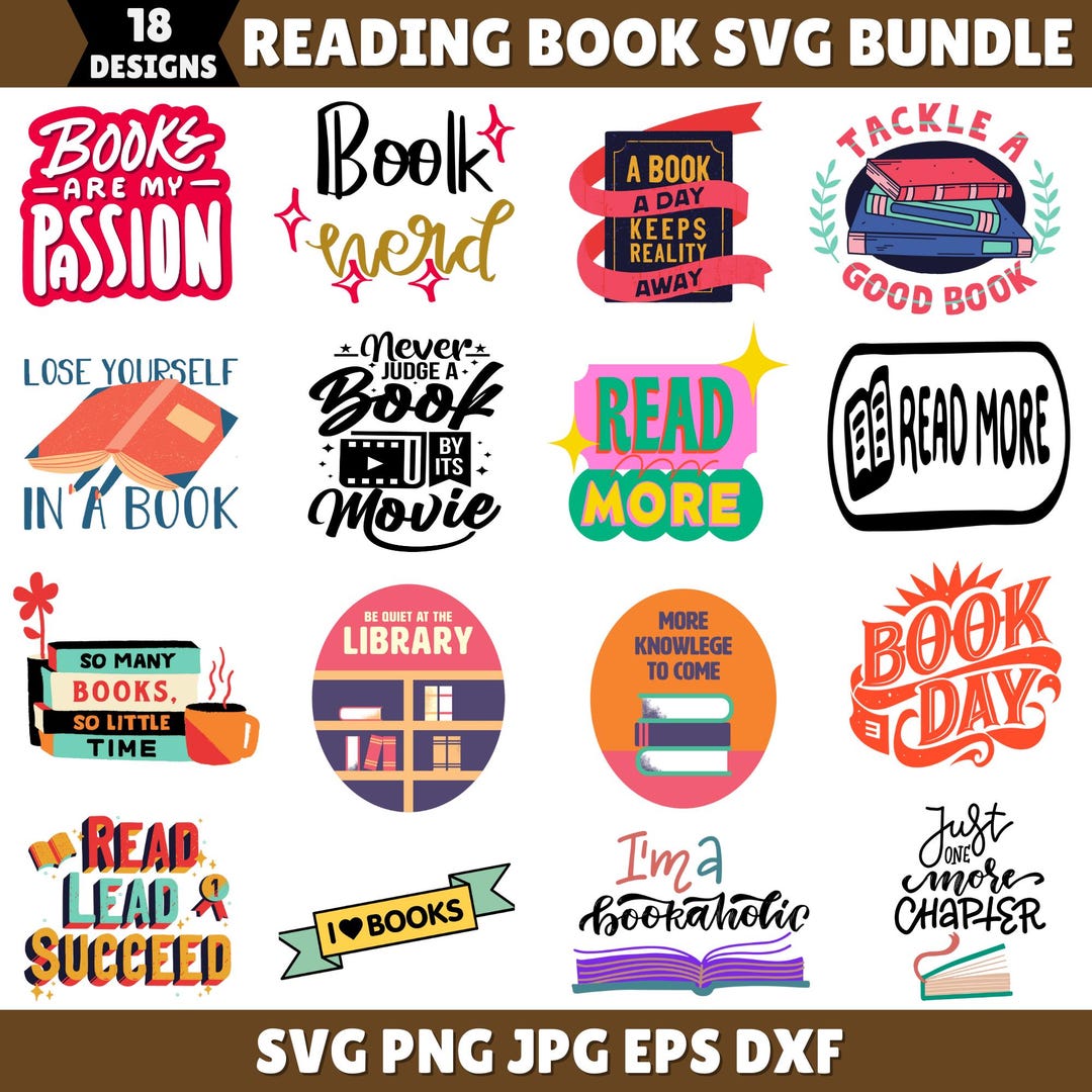 Reading SVG Bundle, Book Lovers Svg, Librarian Svg, Floral Books Quotes ...