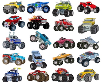30 Monster Truck SVG Bundle, Layered Clipart Designs (Digital Download)