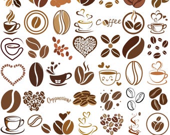 Coffee Beans Svg Bundle, Coffee Bean Vector Clipart, Coffee Heart Silhouette, Barista Cricut Cut Files,Espresso Bean Png Dxf Eps Ai,Download