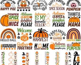 Fall SVG Design Bundle, Autumn, Halloween, Thanksgiving (Digital Download)