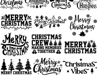 15 Merry Christmas Svg Bundle, Christmas Crew Png, Xmas Tree Sign Clipart,Holiday Quotes Cut Files For Cricut, Santa,Winter,Digital Download