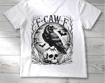 F-Caw-F Raven Halloween Png – Gothic Humor Shirt Design, Funny Halloween Crow Jpg,Dark Bird Humor,Crow Art Png, Black Crow,Digital Download