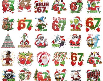 Six Seven 67 Christmas PNG Bundle, Funny Number Christmas PNG,Holiday Sublimation Design, Xmas PNG Clipart,Funny Shirt Png,Digital Download