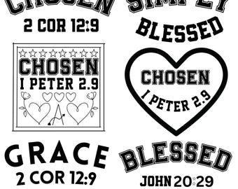 5 christian Svg Bundle,Chosen Bible Verse Png,Grace & Blessed Clipart,Faith Quotes Cut Files For Cricut,Merry Christmas Png,Instant Download