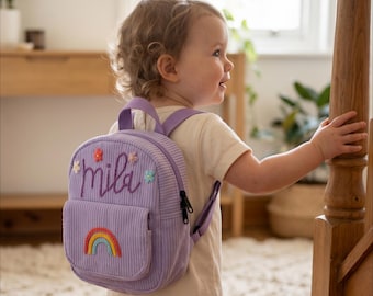 Custom Name Mini Corduroy Backpack for Toddlers & Infants, Handcrafted Personalized Tiny School Bag, Unique Gift for Young Kids