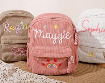 Personalized Corduroy Backpack - Embroidered Name Bag for Toddler