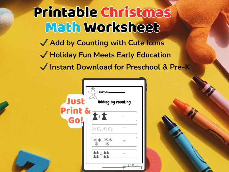 Add By Counting Adding by Counting Worksheet for Kids PDF & PNG, Preschool Math ...