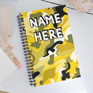 Custom Name Military Camouflage Notebook, Personalized Army Camo Notebook, Custom Veteran Diary, Military Print Journal, Militant Present