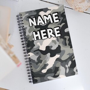 Custom Name Military Camouflage Notebook, Personalized Army Camo Notebook, Custom Veteran Diary, Military Print Journal, Militant Present
