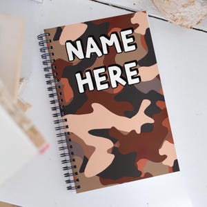 Custom Name Military Camouflage Notebook, Personalized Army Camo Notebook, Custom Veteran Diary, Military Print Journal, Militant Present