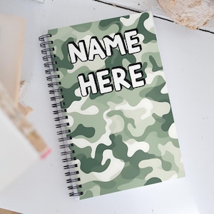 Custom Name Military Camouflage Notebook, Personalized Army Camo Notebook, Custom Veteran Diary, Military Print Journal, Militant Present