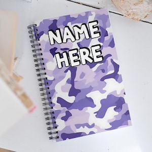 Custom Name Military Camouflage Notebook, Personalized Army Camo Notebook, Custom Veteran Diary, Military Print Journal, Militant Present