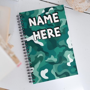 Custom Name Military Camouflage Notebook, Personalized Army Camo Notebook, Custom Veteran Diary, Military Print Journal, Militant Present