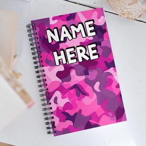 Custom Name Military Camouflage Notebook, Personalized Army Camo Notebook, Custom Veteran Diary, Military Print Journal, Militant Present