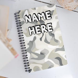 Custom Name Military Camouflage Notebook, Personalized Army Camo Notebook, Custom Veteran Diary, Military Print Journal, Militant Present